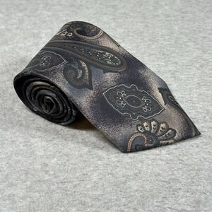 Vintage Zylos by George‎ Machado 100% Italian Silk Paisley/Abstract Tie Gray USA